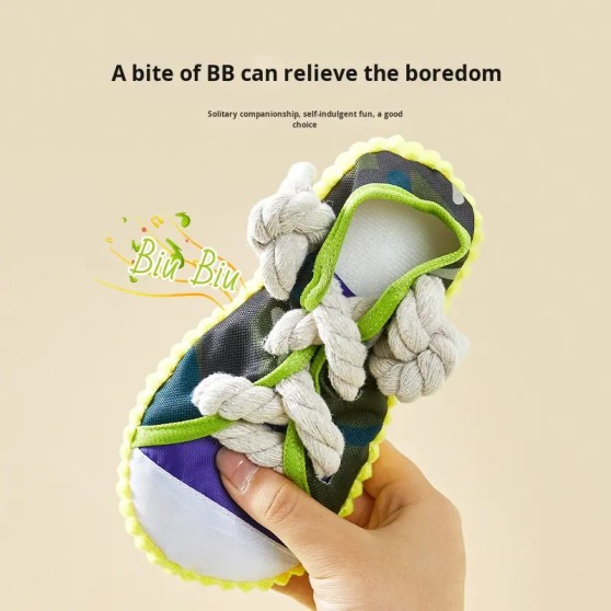 Eco-Friendly Cotton Squeaky Pet Slipper Toy