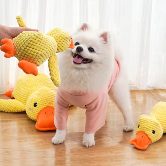 Duck-Shaped Cartoon Squeaky Dog Toy