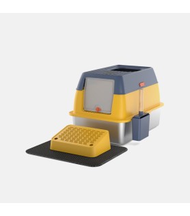 Semi-Enclosed Stainless Steel Cat Litter Box