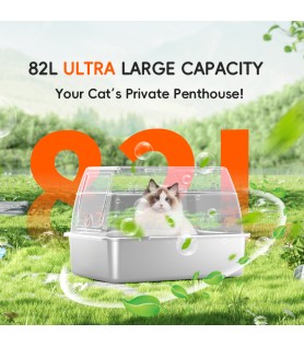 Semi-Enclosed Stainless Steel Cat Litter Box