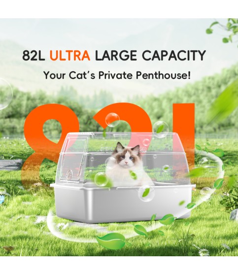 Semi-Enclosed Stainless Steel Cat Litter Box Semi-Enclosed Stainless Steel Cat Litter Box