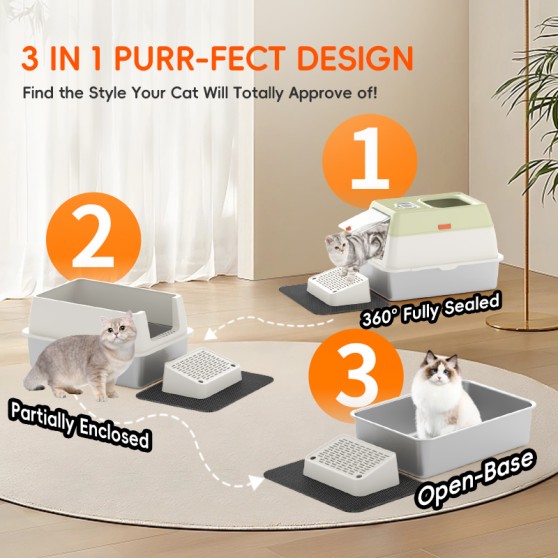 Semi-Enclosed Stainless Steel Cat Litter Box Semi-Enclosed Stainless Steel Cat Litter Box