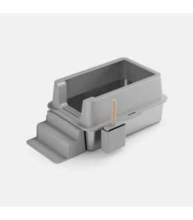 Extra-Large Open-Top Stainless Steel Cat Litter Box