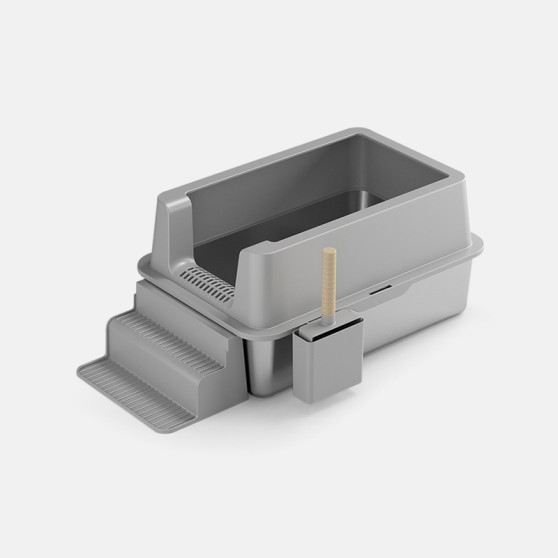 Extra-Large Open-Top Stainless Steel Cat Litter Box