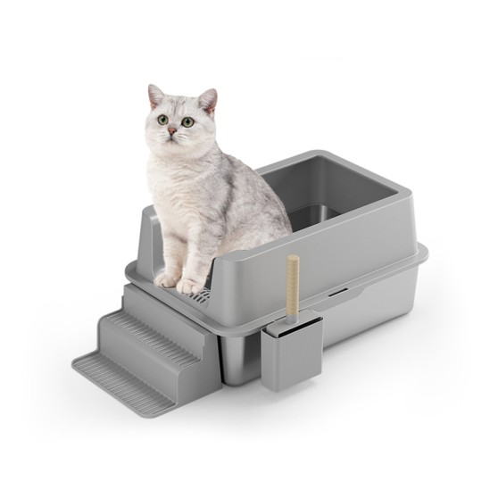 Extra-Large Open-Top Stainless Steel Cat Litter Box Extra-Large Open-Top Stainless Steel Cat Litter Box