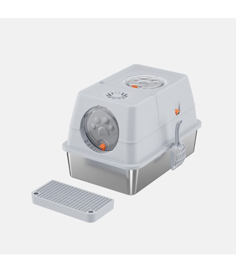 Odor-Resistant Splash-Proof Stainless Steel Cat Litter Box