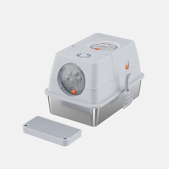 Odor-Resistant Splash-Proof Stainless Steel Cat Litter Box