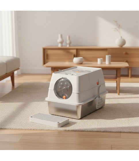 Odor-Resistant Splash-Proof Stainless Steel Cat Litter Box