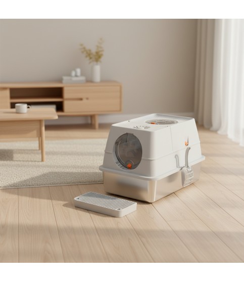 Odor-Resistant Splash-Proof Stainless Steel Cat Litter Box