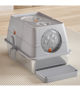 Odor-Resistant Splash-Proof Stainless Steel Cat Litter Box