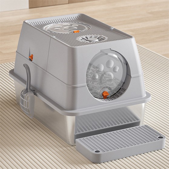 Odor-Resistant Splash-Proof Stainless Steel Cat Litter Box