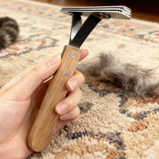 Portable pet hair removal comb