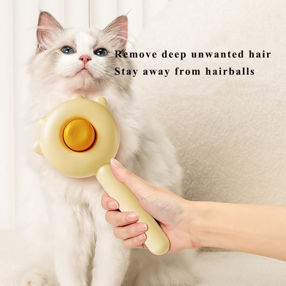 Self-cleaning grooming pet hair removal comb