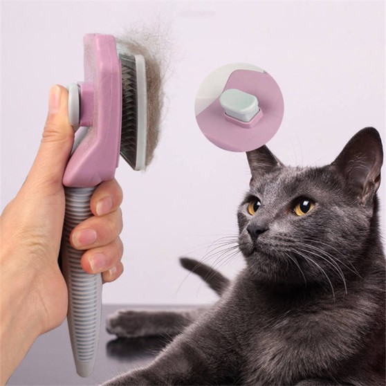 One-click pet grooming comb